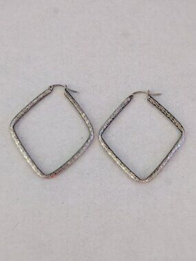 Vintage TAXCO Mexico PHP-01 925 Silver Diamond Shape Etched Pierced Earrings